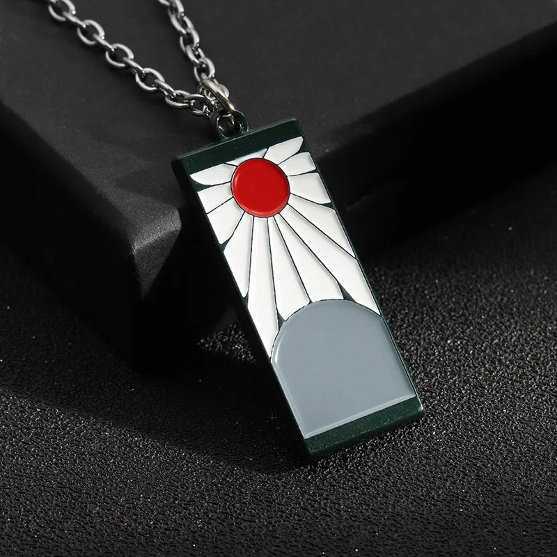 Demon Slayer Tanjiro Necklace Pendant Charms With Earrings Kimetsu No Yaiba Anime Hanafuda Cosplay Jewelry Sets