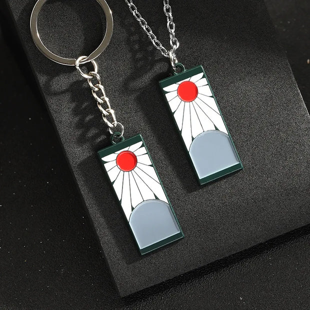 Demon Slayer Tanjiro Necklace Pendant Charms With Earrings Kimetsu No Yaiba Anime Hanafuda Cosplay Jewelry Sets