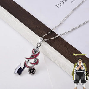 Demon Slayer Gyomei Himejima Pendant Necklace – Stone Hashira Weapon-Inspired Zinc Alloy Chain (Anime Jewelry for Fans & Collectors)
