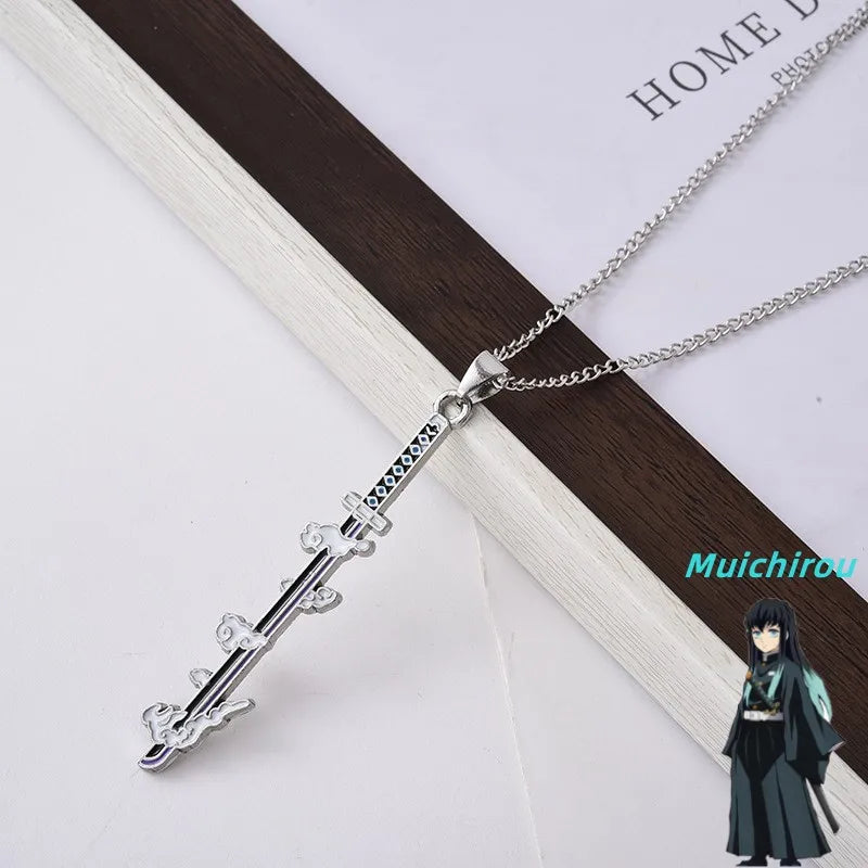 Demon Slayer Muichiro Tokito Pendant Necklace – Mist Hashira Sword-Inspired Zinc Alloy Chain (Anime Jewelry for Fans & Collectors)