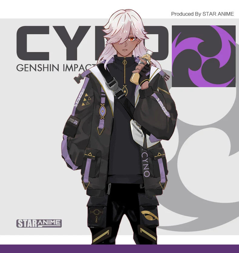 Anime Genshin Impact Cyno Cosplay Cool Hooded Coat Harajuku Casual Hoodies Sweatshirt Springs Autumn Unisex Loose Jacket Pants