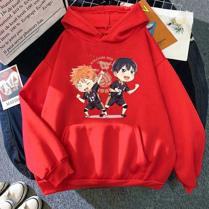 New Anime Hinata Shoyo Tobio Kageyama Cartoon Hoodies Women Girl Long Sleeve Sweatshirt Female Casual Loose Hoodies