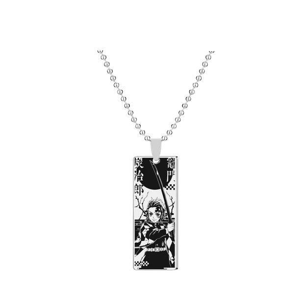 Demon Slayer Tanjiro Kamado Pendant Necklace – Stainless Steel Water Breathing Chain (Anime Jewelry for Fans & Collectors)