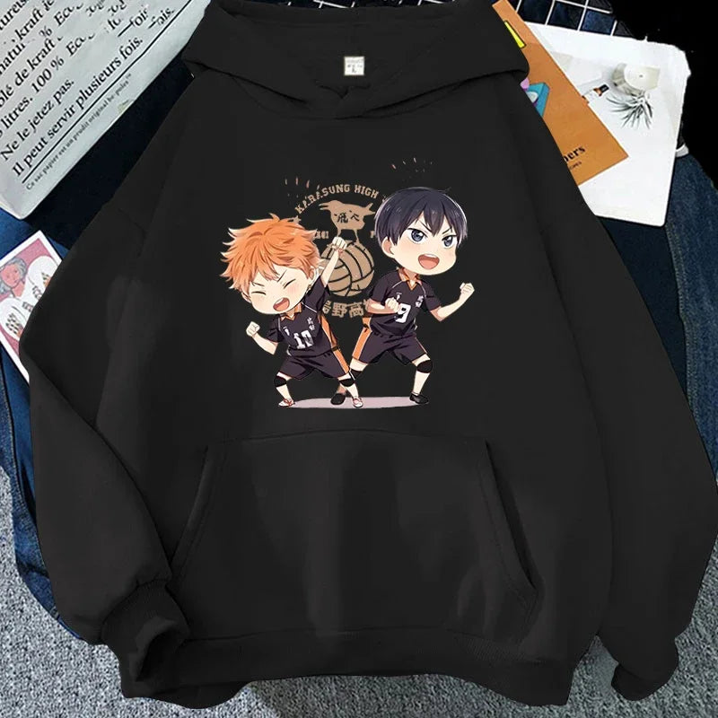 New Anime Hinata Shoyo Tobio Kageyama Cartoon Hoodies Women Girl Long Sleeve Sweatshirt Female Casual Loose Hoodies