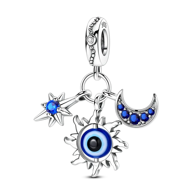 Pendant Fatima's Hand Nazar Eye Solid 925 Sterling Silver Dangle Charm Protection Pendant Women Summer Fine Jewelry