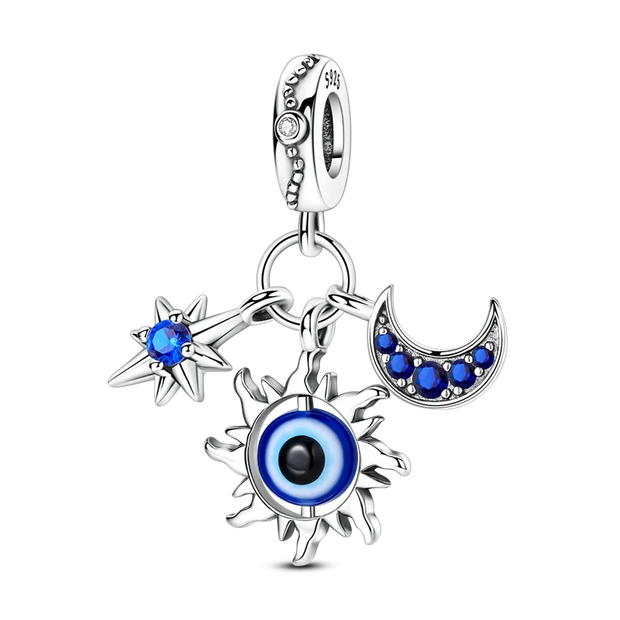 Pendant Fatima's Hand Nazar Eye Solid 925 Sterling Silver Dangle Charm Protection Pendant Women Summer Fine Jewelry