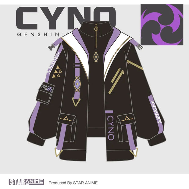 Anime Genshin Impact Cyno Cosplay Cool Hooded Coat Harajuku Casual Hoodies Sweatshirt Springs Autumn Unisex Loose Jacket Pants
