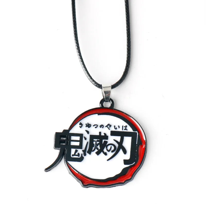 Anime Demon Slayer Pendant Necklace Kimetsu No Yaiba Metal Cosplay Accessories Prop Fashion Jewerly For Fans Collections Gifts