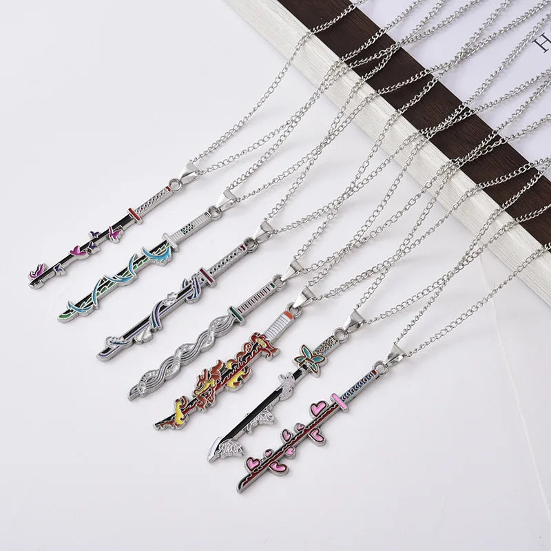 Demon Slayer Obanai Iguro Pendant Necklace – Serpent Hashira Sword-Inspired Zinc Alloy Chain (Anime Jewelry for Fans & Collectors)