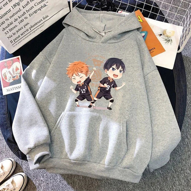 New Anime Hinata Shoyo Tobio Kageyama Cartoon Hoodies Women Girl Long Sleeve Sweatshirt Female Casual Loose Hoodies