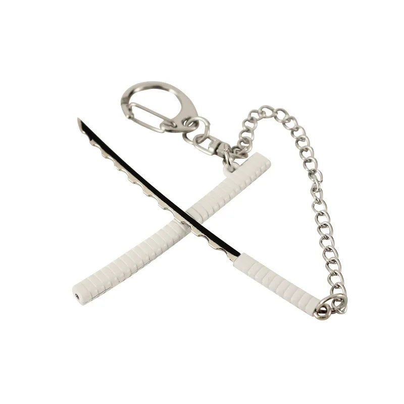 9cm Demon Slayer Hashibira Inosuke Weapon Model Keychain for Men Enamel Mini Katana Metal Key Ring Fans Car Bag Decor Jewelry