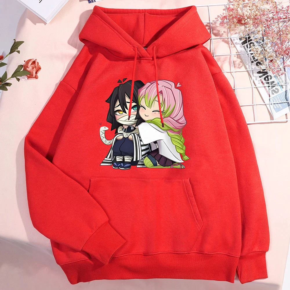 Demon Slayer Mitsuri & Obanai Couple Hoodie – Cute Anime Printed Pullover (Unisex Autumn/Winter Streetwear 2025)