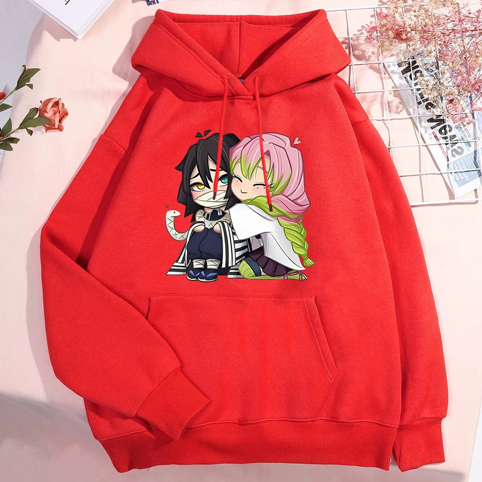 Demon Slayer Mitsuri & Obanai Couple Hoodie – Cute Anime Printed Pullover (Unisex Autumn/Winter Streetwear 2025)