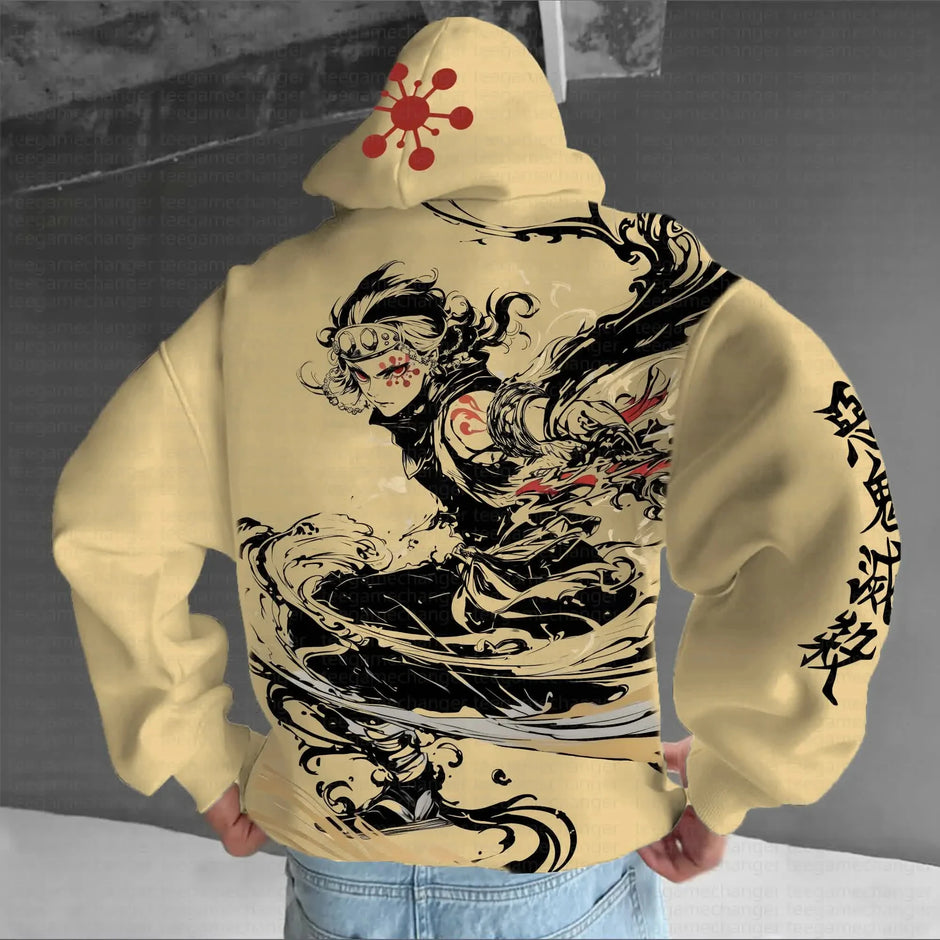 Demon Slayer Tengen Uzui Hoodie – Unisex Graphic Pullover Sweatshirt (Y2K Streetwear, Autumn Collection)