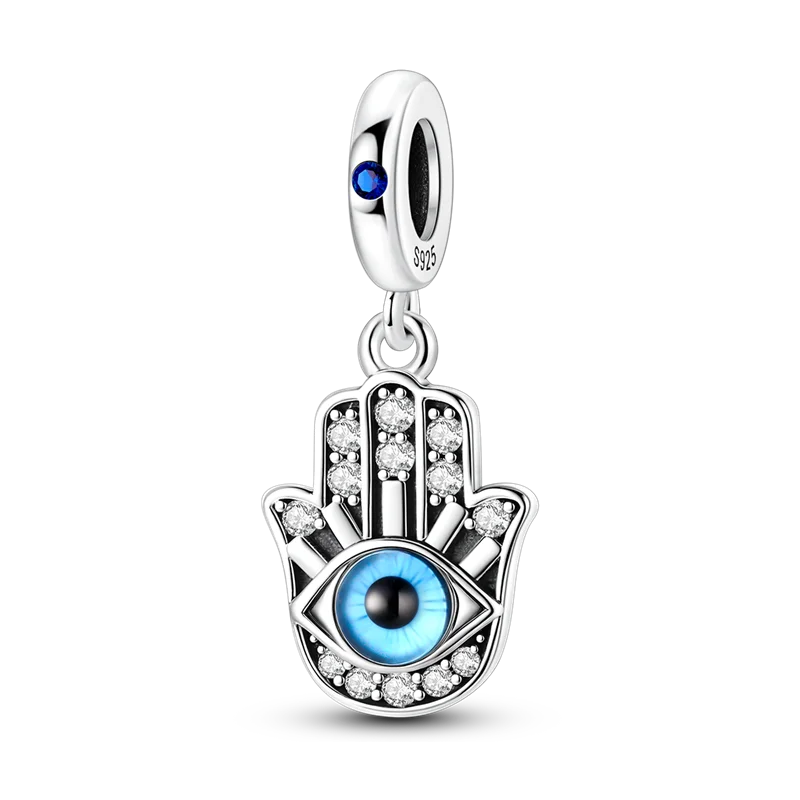 Pendant Fatima's Hand Nazar Eye Solid 925 Sterling Silver Dangle Charm Protection Pendant Women Summer Fine Jewelry