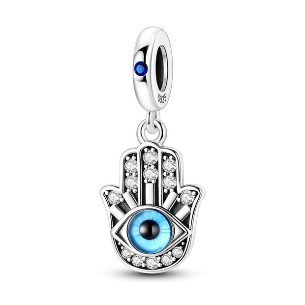 Pendant Fatima's Hand Nazar Eye Solid 925 Sterling Silver Dangle Charm Protection Pendant Women Summer Fine Jewelry