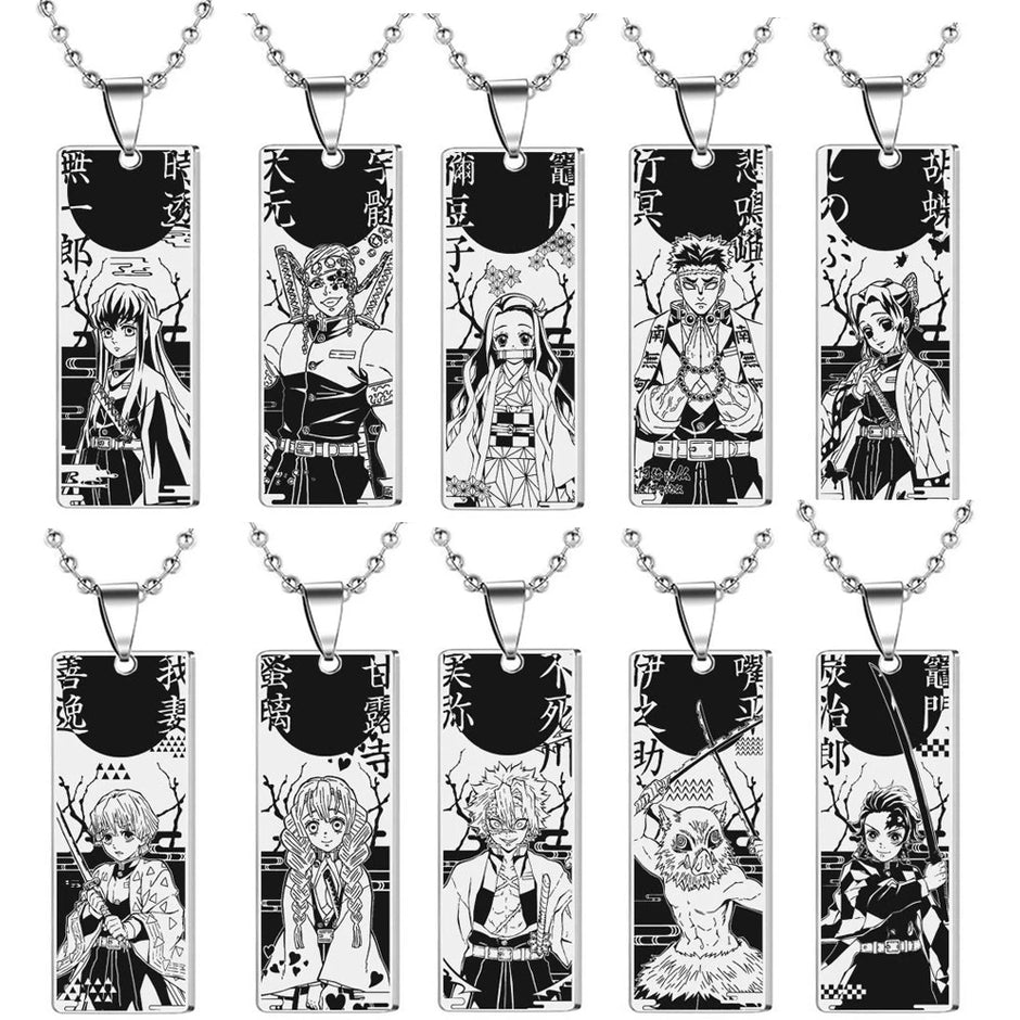 Demon Slayer Nezuko Kamado Pendant Necklace – Stainless Steel Bamboo Muzzle Chain (Anime Jewelry for Fans & Collectors)