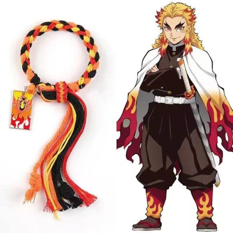 Demon Slayer Rengoku Kyojuro Bracelet – Flame Hashira Adjustable Braided Bracelet (Anime Fashion Jewelry for Men & Women)
