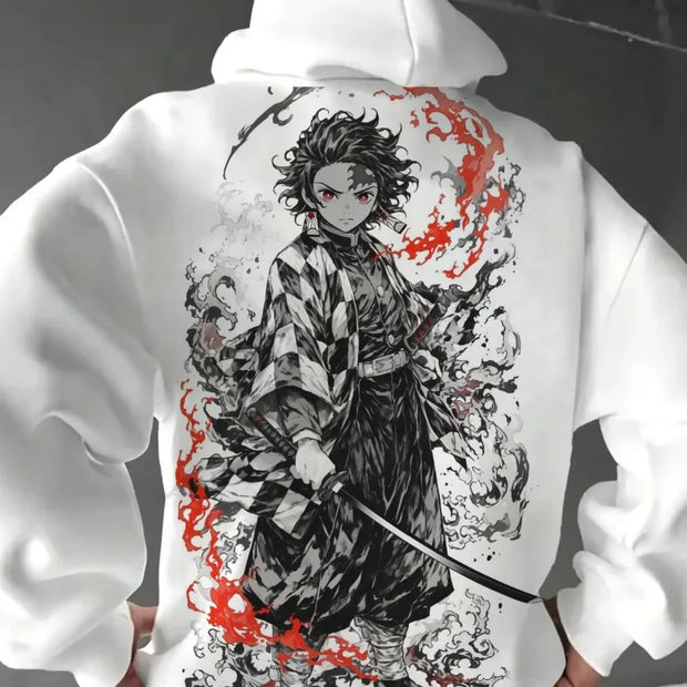 Tanjiro Kamado | Demon Slayer Streetwear Hoodie Set – Unisex Vintage Y2K Anime Outfit (Couple & Casual Wear)
