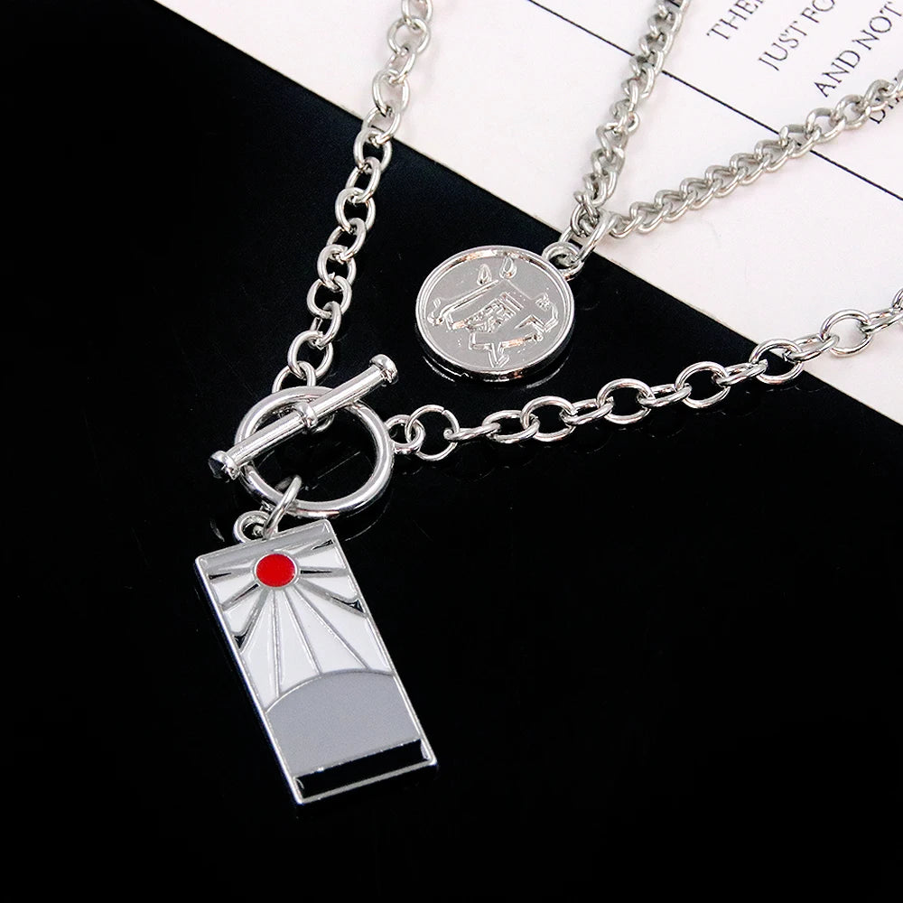 Anime Demon Slayer Tanjiro Necklace Multi-layer Collar Pendant Cool Style Punk Hundred Matching Necklace Creative Jewelry Gift