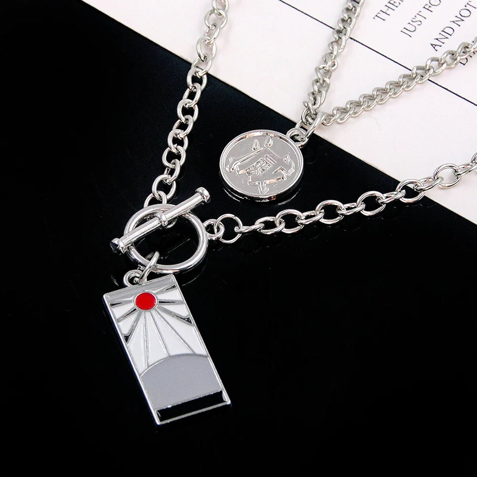 Anime Demon Slayer Tanjiro Necklace Multi-layer Collar Pendant Cool Style Punk Hundred Matching Necklace Creative Jewelry Gift