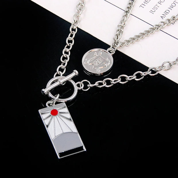 Anime Demon Slayer Tanjiro Necklace Multi-layer Collar Pendant Cool Style Punk Hundred Matching Necklace Creative Jewelry Gift
