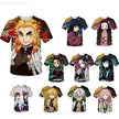 Demon Slayer Anime Men’s T-Shirt – Summer Harajuku Oversized Cartoon Tee (Tanjiro, Zenitsu, Giyu & Urokodaki Design)