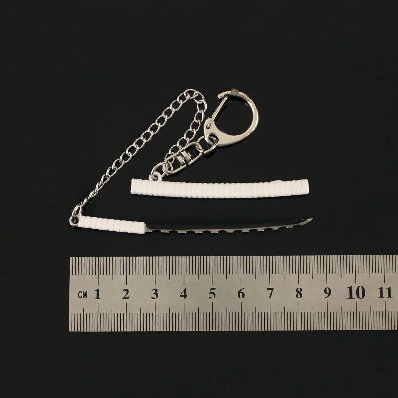 9cm Demon Slayer Hashibira Inosuke Weapon Model Keychain for Men Enamel Mini Katana Metal Key Ring Fans Car Bag Decor Jewelry