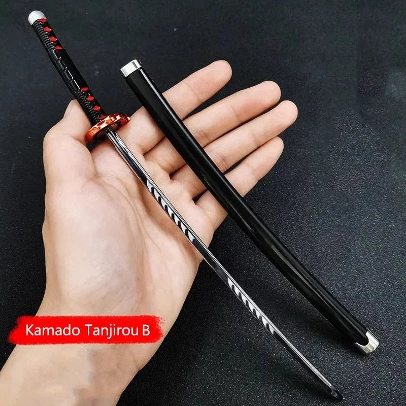 Demon Slayer 25cm Metal Katana Swords Toy Tanjirou Anime -Ghost Killer Cosplay Prop Weapon Cosplay Props Collection Home Decor