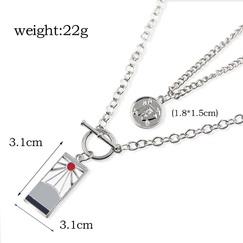 Anime Demon Slayer Tanjiro Necklace Multi-layer Collar Pendant Cool Style Punk Hundred Matching Necklace Creative Jewelry Gift