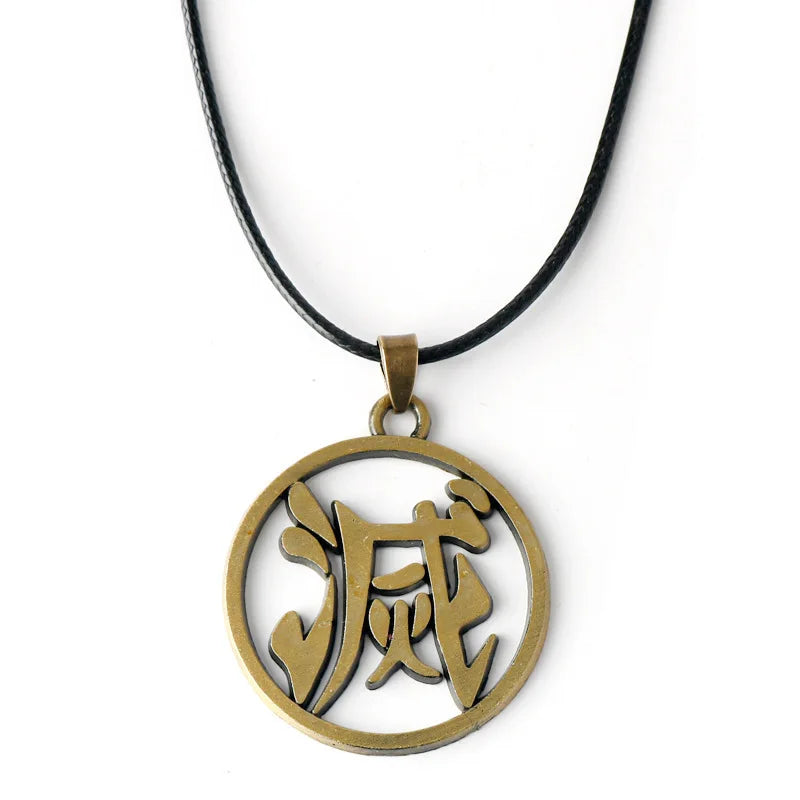 Anime Demon Slayer Pendant Necklace Kimetsu No Yaiba Metal Cosplay Accessories Prop Fashion Jewerly For Fans Collections Gifts