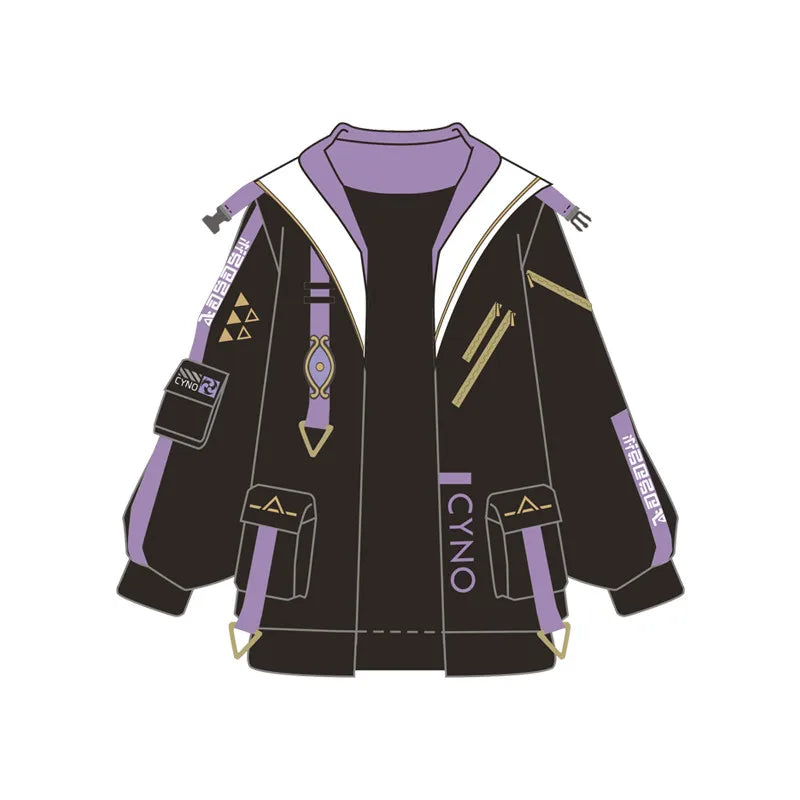 Anime Genshin Impact Cyno Cosplay Cool Hooded Coat Harajuku Casual Hoodies Sweatshirt Springs Autumn Unisex Loose Jacket Pants