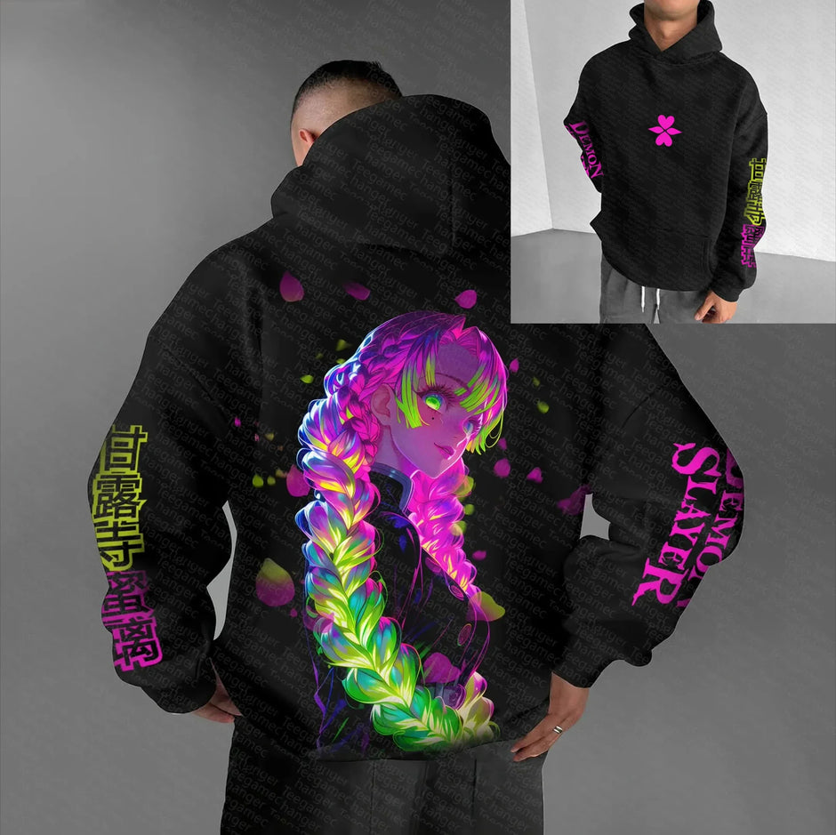 Demon Slayer Mitsuri Kanroji Hoodie – Official Bandai Loose Fit Cotton Pullover (Love Hashira Streetwear 2025)