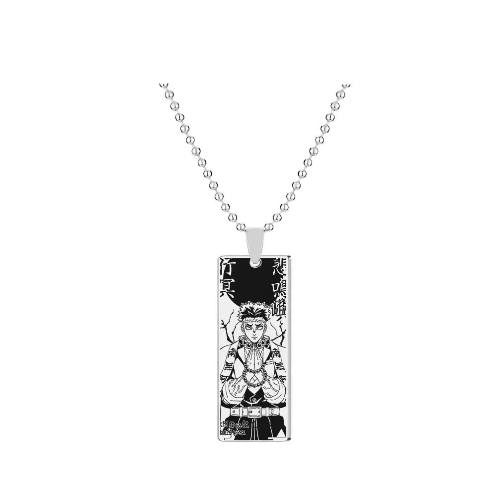 Demon Slayer Gyomei Himejima Pendant Necklace – Stainless Steel Stone Hashira Chain (Anime Jewelry for Fans & Collectors)