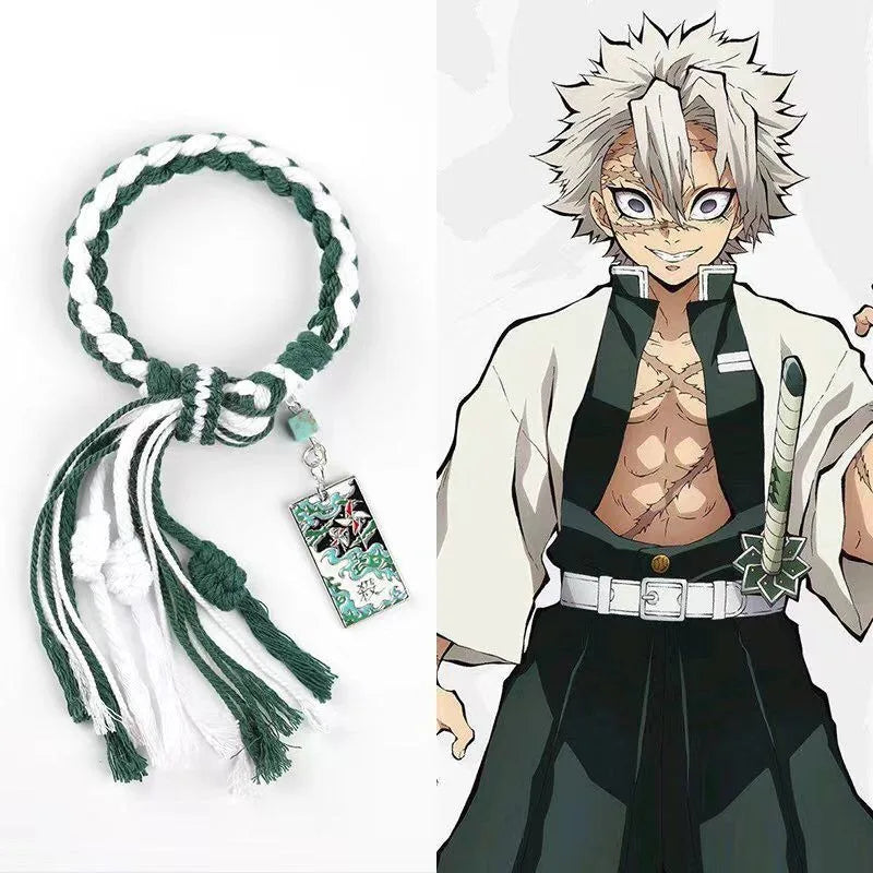 Demon Slayer Sanemi Shinazugawa Bracelet – Wind Hashira Adjustable Braided Bracelet (Anime Fashion Jewelry for Men & Women)