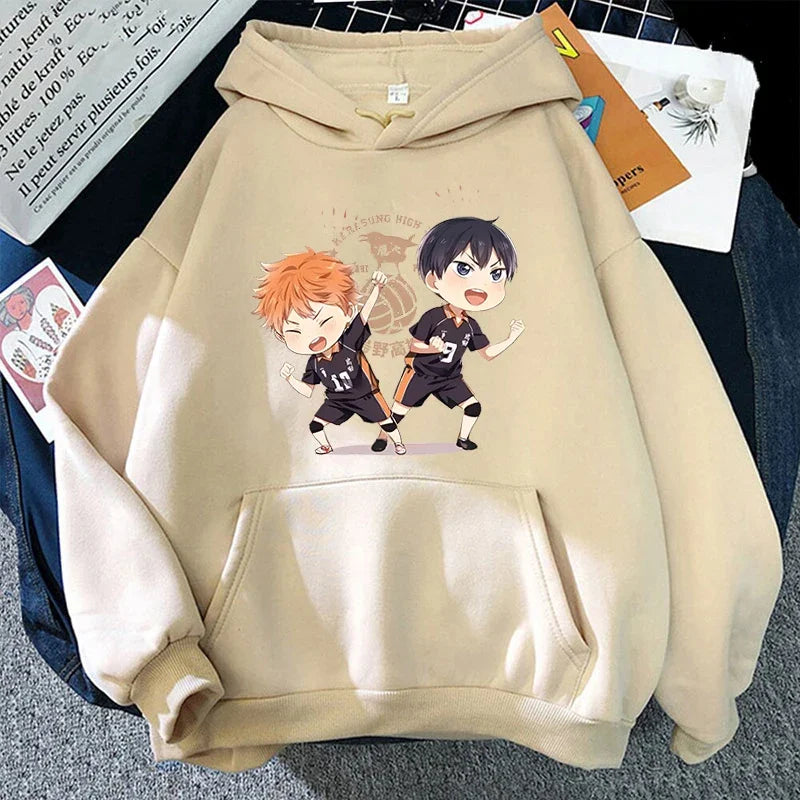 New Anime Hinata Shoyo Tobio Kageyama Cartoon Hoodies Women Girl Long Sleeve Sweatshirt Female Casual Loose Hoodies