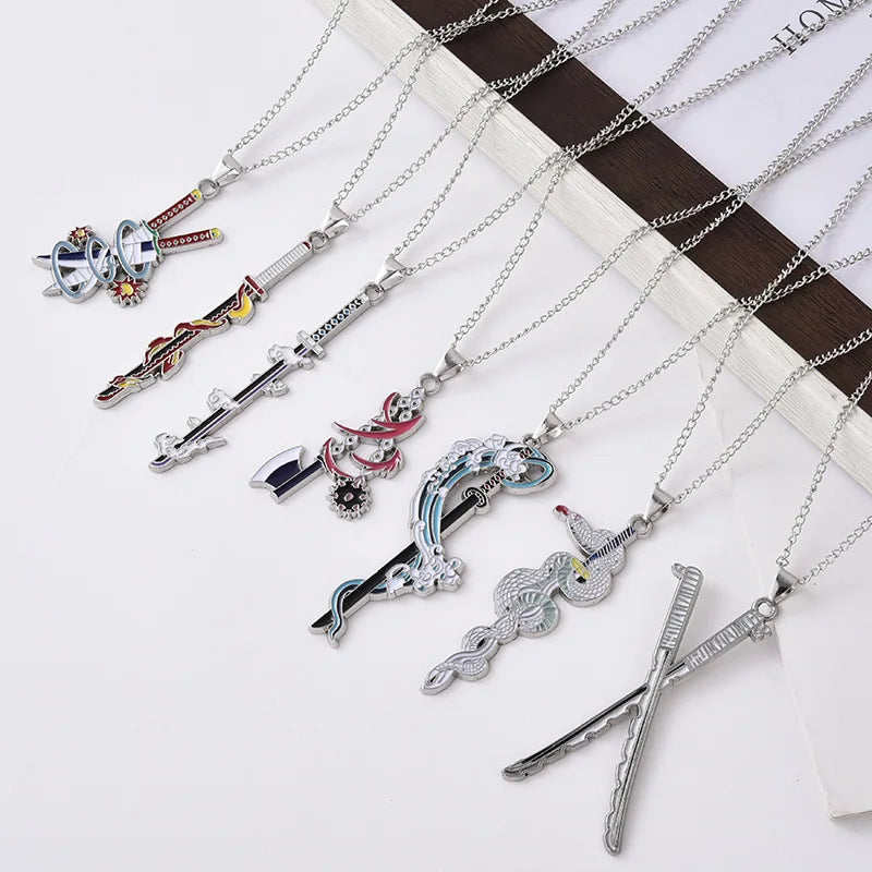 Demon Slayer Muichiro Tokito Pendant Necklace – Mist Hashira Sword-Inspired Zinc Alloy Chain (Anime Jewelry for Fans & Collectors)