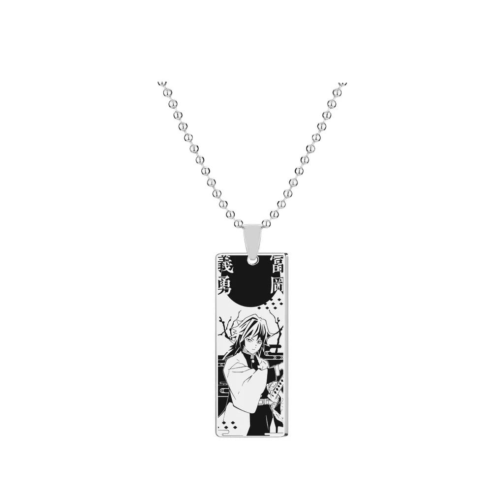 Demon Slayer Giyu Tomioka Pendant Necklace – Stainless Steel Water Hashira Chain (Anime Jewelry for Fans & Collectors)