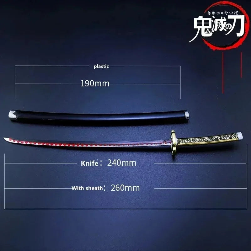 Demon Slayer 25cm Metal Katana Swords Toy Tanjirou Anime -Ghost Killer Cosplay Prop Weapon Cosplay Props Collection Home Decor