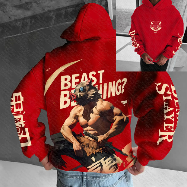 Demon Slayer Inosuke Hashibira Hoodie – Official Bandai Loose Fit Cotton Pullover (Anime Streetwear 2025)