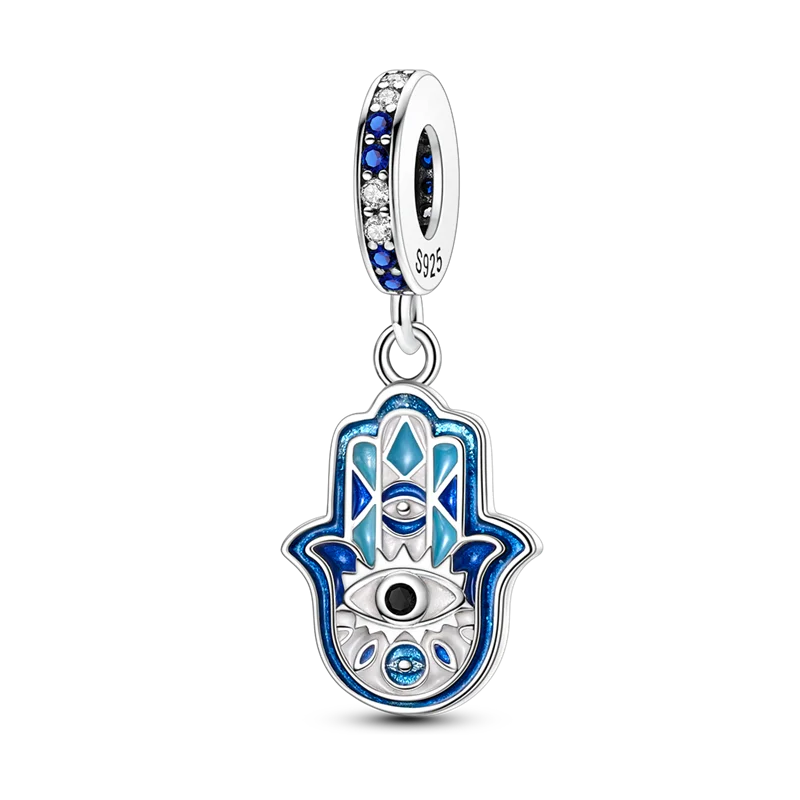 Pendant Fatima's Hand Nazar Eye Solid 925 Sterling Silver Dangle Charm Protection Pendant Women Summer Fine Jewelry
