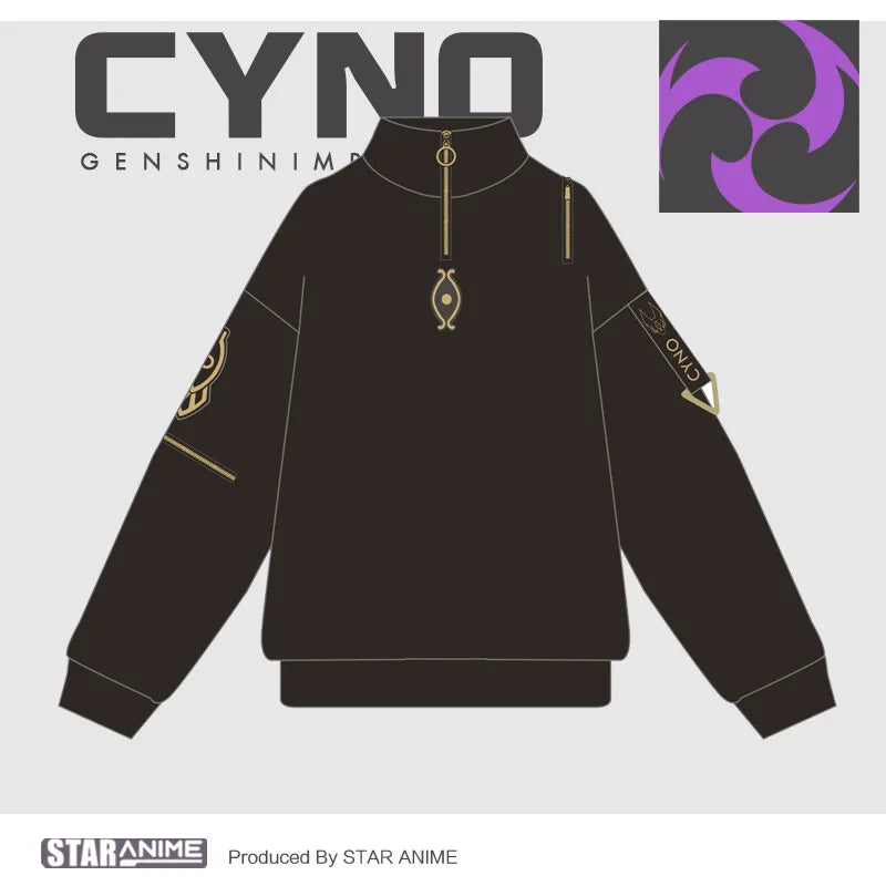 Anime Genshin Impact Cyno Cosplay Cool Hooded Coat Harajuku Casual Hoodies Sweatshirt Springs Autumn Unisex Loose Jacket Pants